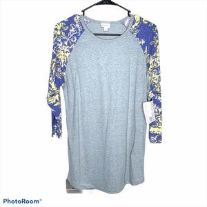 Lularoe Randy Floral Baseball Long Sleeve Top Med